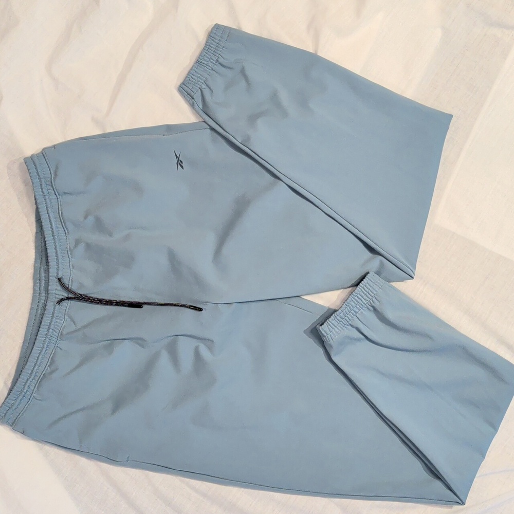 Reebok Sweatpants L Blue Gray Poly Jogger Training Workout Gym Track Pants New